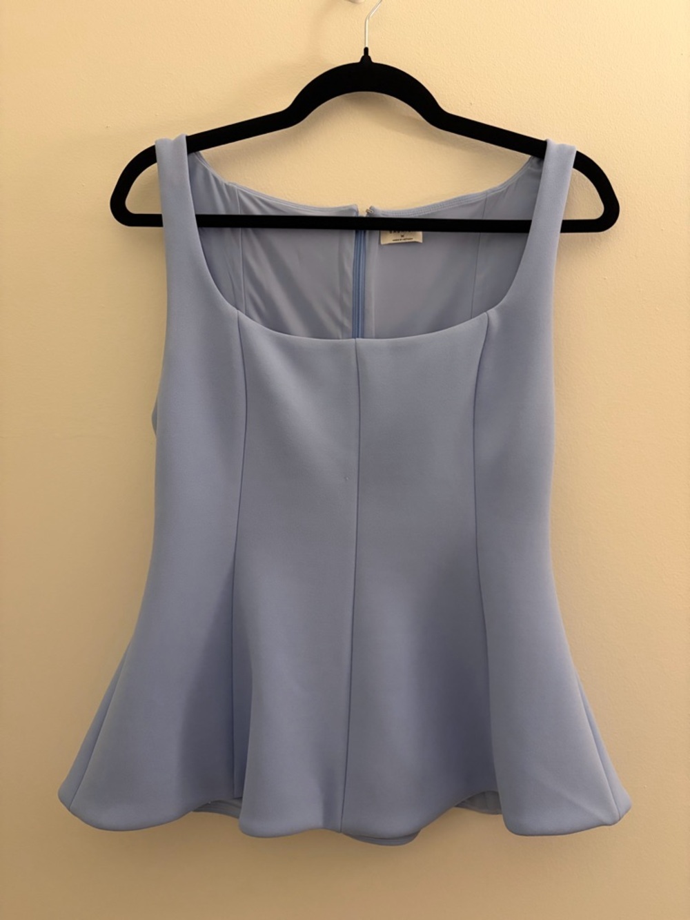 Babaton Powder Blue Square Neck Peplum Tank